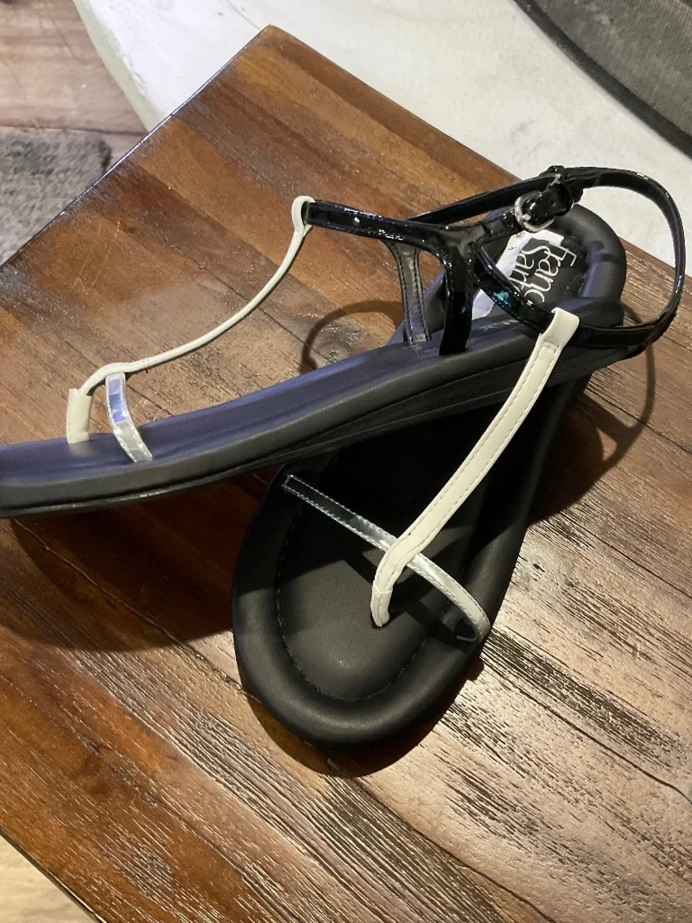 Franco Sarto Joela Black White Silver Sandals Size 7.5